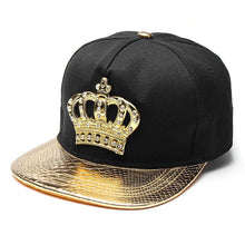 Load image into Gallery viewer, Mens Womens Snapback Hat KING Crown Baseball Caps Adjustable Hip Hop Hats Black Summer Peaked Rhinestone Crystal Sun Cap