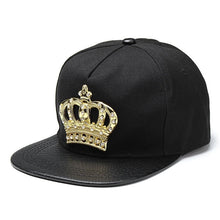 Load image into Gallery viewer, Mens Womens Snapback Hat KING Crown Baseball Caps Adjustable Hip Hop Hats Black Summer Peaked Rhinestone Crystal Sun Cap
