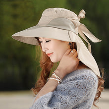 Load image into Gallery viewer, Hot Sale! Fashion large brimmed sun hats Foldable womens sunhats Self-tie Bow women's hat Summer Beach Floppy Cap Headwear