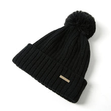 Load image into Gallery viewer, Winter Woolen Women Fashion Warm Keep Vertical Ball Knitted Hat With Strip