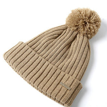 Load image into Gallery viewer, Winter Woolen Women Fashion Warm Keep Vertical Ball Knitted Hat With Strip