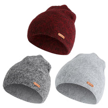 Load image into Gallery viewer, Wine Headwear Dark Hand Hats Winter wash Stretchy Unisex gray Soft gray only Knitted Solid None Warm Light red
