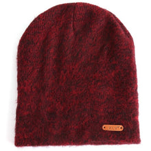 Load image into Gallery viewer, Wine Headwear Dark Hand Hats Winter wash Stretchy Unisex gray Soft gray only Knitted Solid None Warm Light red
